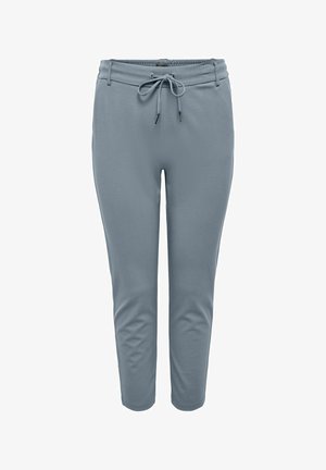 Light blue jogger pants with an elastic waistband, drawstring detail, and tapered legs. Made from soft, stretchy fabric, suitable for casual wear.