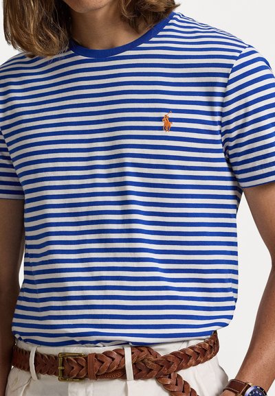 Polo Ralph Lauren CUSTOM SLIM FIT STRIPED JERSEY T-SHIRT - Nyomott mintás póló - blue saturn/white