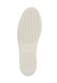 Semelle en caoutchouc blanc avec un motif ondulé et "MNG" embossé au centre. Texture lisse, bords arrondis, sans accents notables.