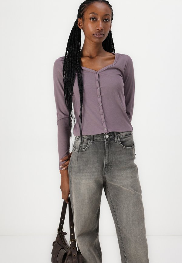 Ribbed Seamless Fabric Button-Through Top - Cardigan - moonscape4
