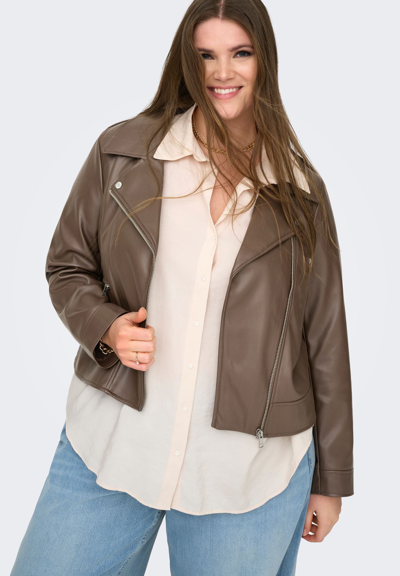 ONLY Carmakoma Biker CARCARMEN Biker - Bleizeris - chocolate
