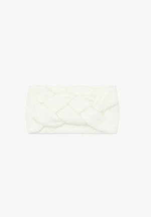 Bandeau en tissu blanc doux avec un détail de nœud torsadé au centre, conçu pour la chaleur et le style.