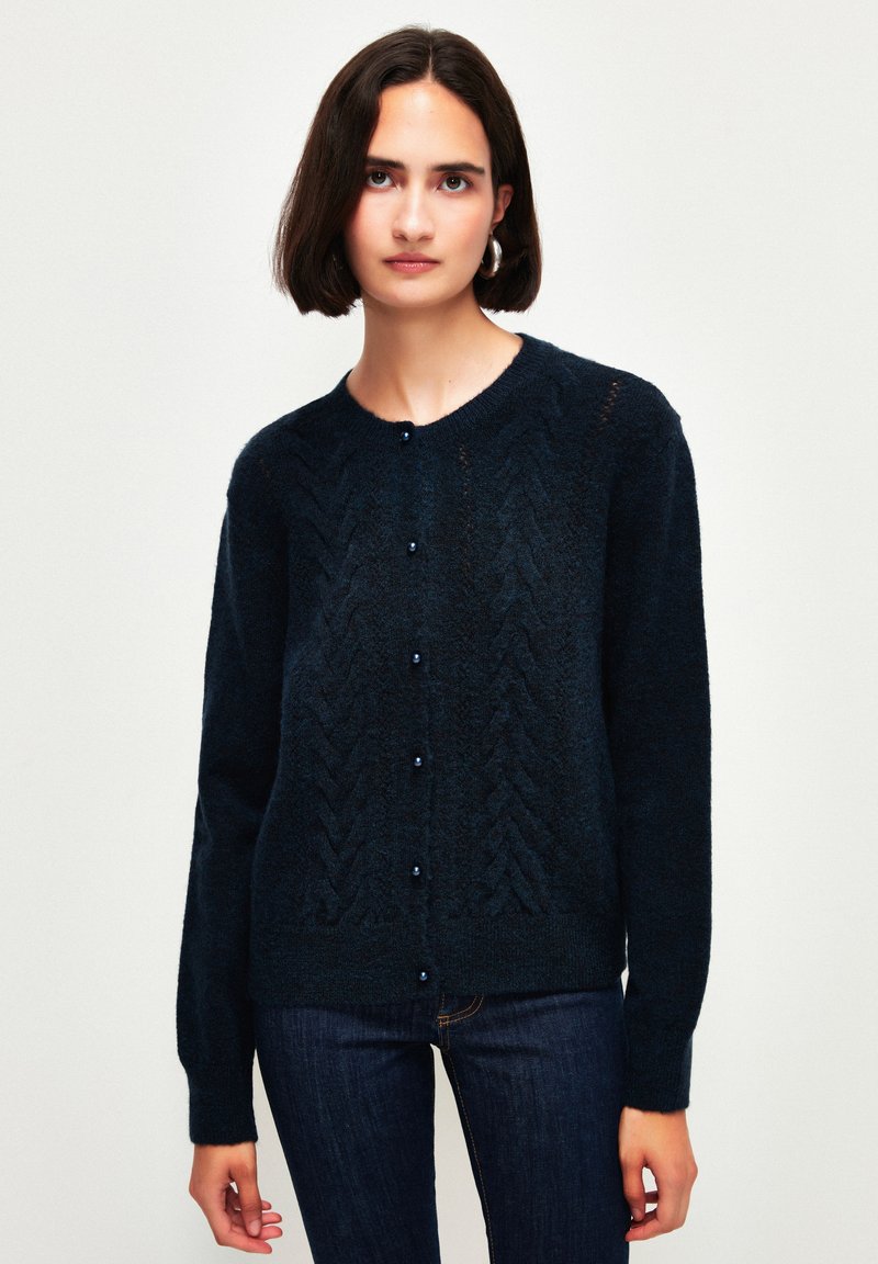 adL BUTTONED FRONT - Cardigan - navy blue