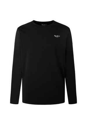 Fekete, hosszú ujjú, kerek nyakú póló kis fehér "Pepe Jeans London" logóval a bal mellrészen.