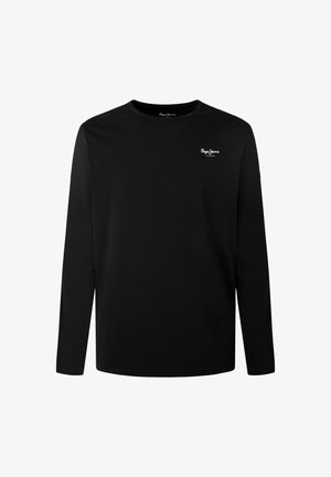 Svart langermet genser med rund hals og liten hvit "Pepe Jeans London"-logo på venstre bryst.