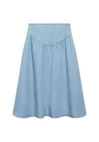 SOFT MIDI WITH GATHERED DETAIL - Jupe en jean - blue