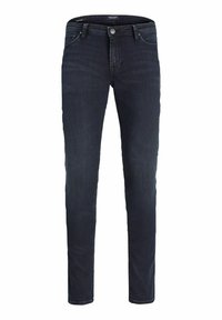 Mörkblå, slim-fit jeans i denim. Har fem fickor, knäppning med knapp och subtila blekna accenter på framsidan.