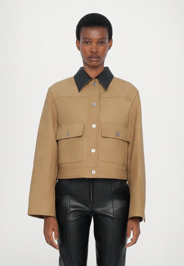 ESTHER JACKET - Faux leather jacket - sand