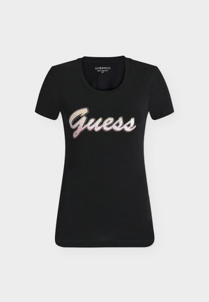 Guess, DEGRADE PAILLETTES LOGO - Μπλουζάκι με στάμπα - jet black