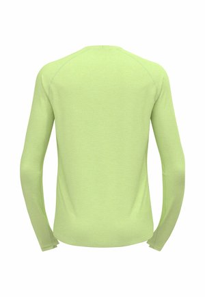 Long-sleeve shirt in light green fabric. Features a simple design with a crew neck and raglan sleeves, no visible patterns or accents.
