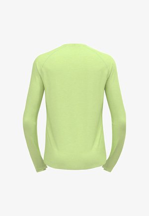 Long-sleeve shirt in light green fabric. Features a simple design with a crew neck and raglan sleeves, no visible patterns or accents.