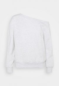 Felpa grigia chiara con una vestibilità comoda, caratterizzata da un colletto morbido e polsini a coste, realizzata in tessuto morbido e testurizzato.