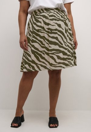 Kaffe Curve MARITI AMI  - Falda acampanada - sand green animal print