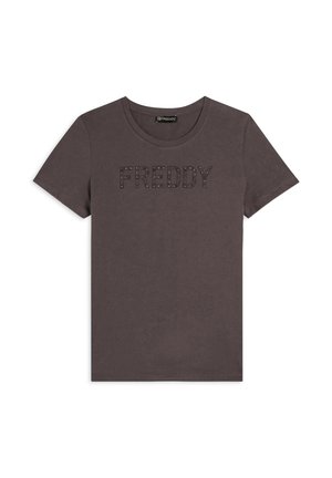T-shirt con stampa - mottled dark brown