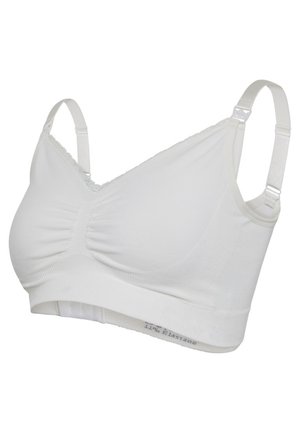 Witte zachte beha met verstelbare bandjes, gestructureerde onderband, geraffineerd detail aan de voorkant, gemaakt van een katoen-elastan mix.