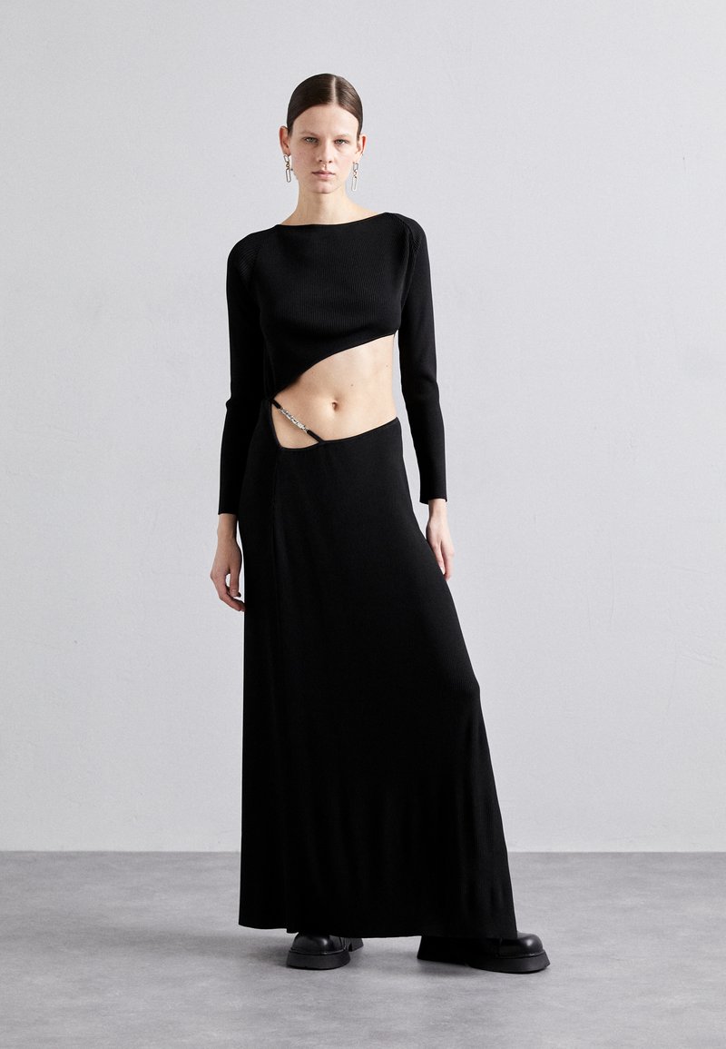 GCDS - ASYMMETRICAL LONG DRESS - Pulóverruha - nero, Nagyítás