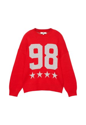PULL&BEAR, STAR AND NUMBER GRAPHIC - KNIT JUMPER - Pullover - red