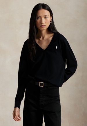 Polo Ralph Lauren COTTON V-NECK SWEATER - Pulóver - black