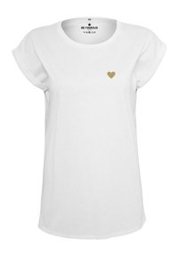 CLASSIC ROLL UP HEART - Basic T-shirt - shirt white print k gold glitter