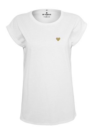 CLASSIC ROLL UP HEART - T-Shirt basic - shirt white print k gold glitter