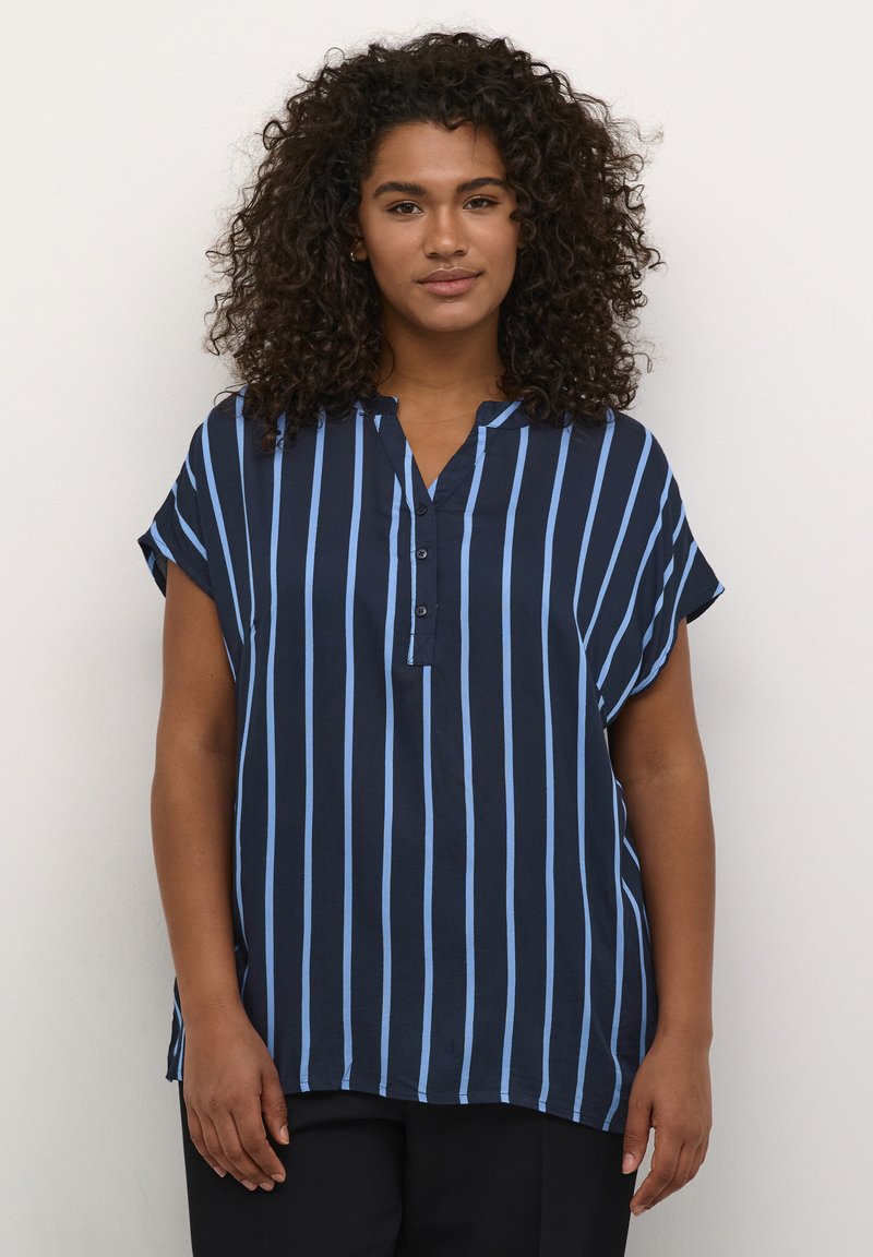 Kaffe Curve - KCSIDA WING SL  - Blouse - midnight ragatta stripe, Enlarge