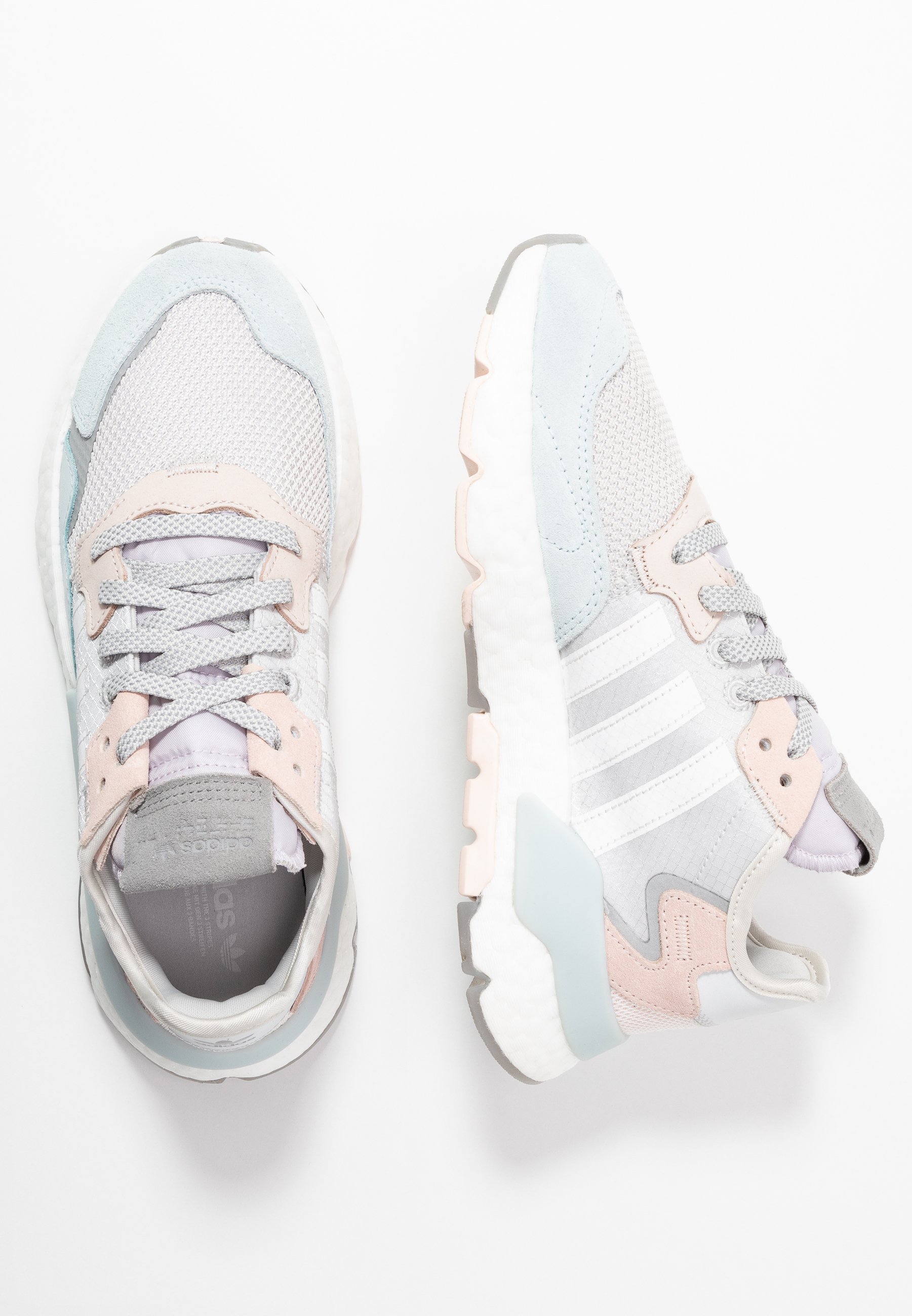 adidas Originals NITE JOGGER - Sneakers laag - grey one/footwear white/pink  tint/Grijs - Zalando.nl