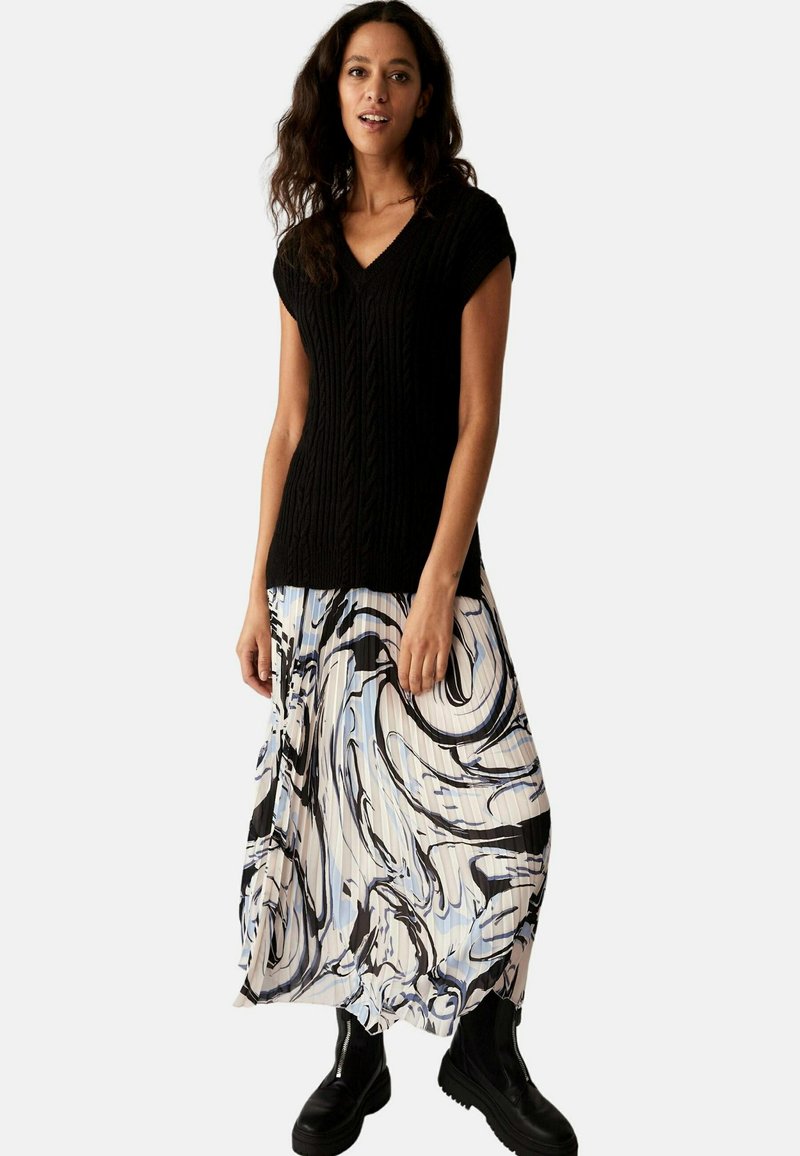 Marks & Spencer MARBLE PRINT PLEATED Maxirok ivory mix/meerkleurig Zalando.nl