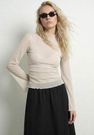 HYPEDROP, LONG SLEEVED TOP HDBRIT GATHERED MESH - T-shirt à manches longues - gardenia