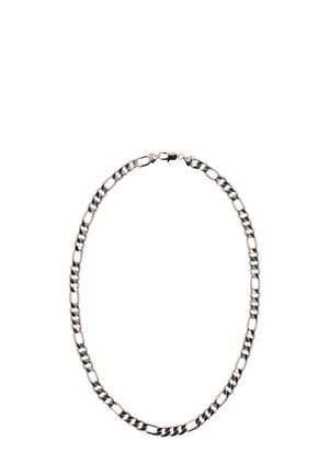 Zilveren ketting met afwisselend platte en ronde schakel. Glad, gepolijst oppervlak met een veilige sluiting. Reflecterend oppervlak benadrukt het ontwerp.