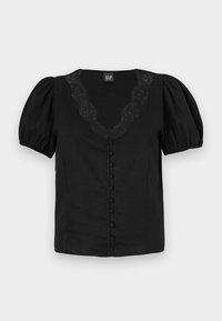 V NECK LACE TRIM - Camicetta - true black