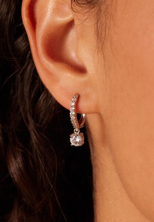 925 SILVER ROW WITH 9 ZIRCONIA STONES AND ZIRCONIA PENDANT - Boucles d'oreilles - silver-coloured