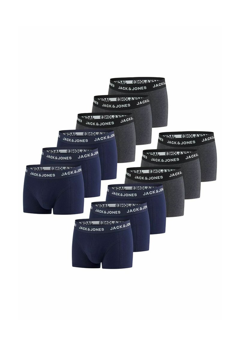 Boxershortset met twee tinten donkerblauw en grijze stoffen. Elastische taillebanden met het "JACK & JONES" logo. Multiverpakking van twaalf.