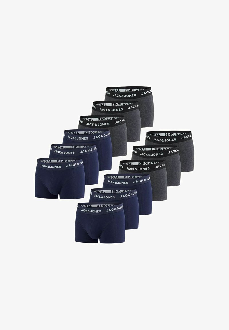 Boxershortset met twee tinten donkerblauw en grijze stoffen. Elastische taillebanden met het "JACK & JONES" logo. Multiverpakking van twaalf.
