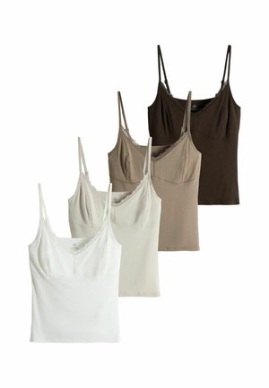 THE SET, 4 PACK SLINKY LACE STRAPPY VESTS - Top - brown neutral cream