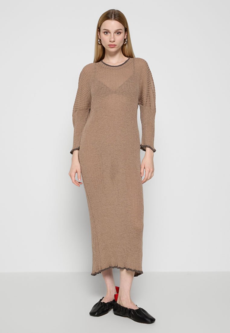 MM6 Maison Margiela Gebreide jurk taupe