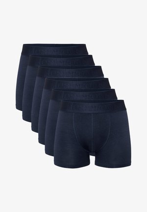 Set van zes marineblauwe boxershorts van zachte stof. Heeft een met logo bedrukte tailleband en een aansluitend design voor comfort.