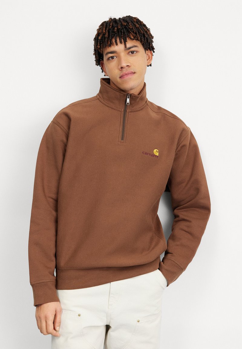 Carhartt WIP HALF ZIP AMERICAN SCRIPT - Sudadera - lumber
