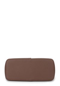 Brown leather rectangular case with a textured finish and stitched edges, featuring a smooth flat closure.
