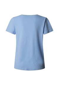 Light blue short-sleeve crew neck t-shirt shown from the back with a plain, smooth fabric and regular fit.