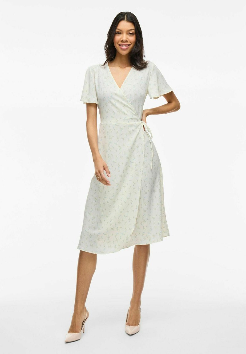 VILA VILOVIE WRAP DRESS - Robe de jour - egret