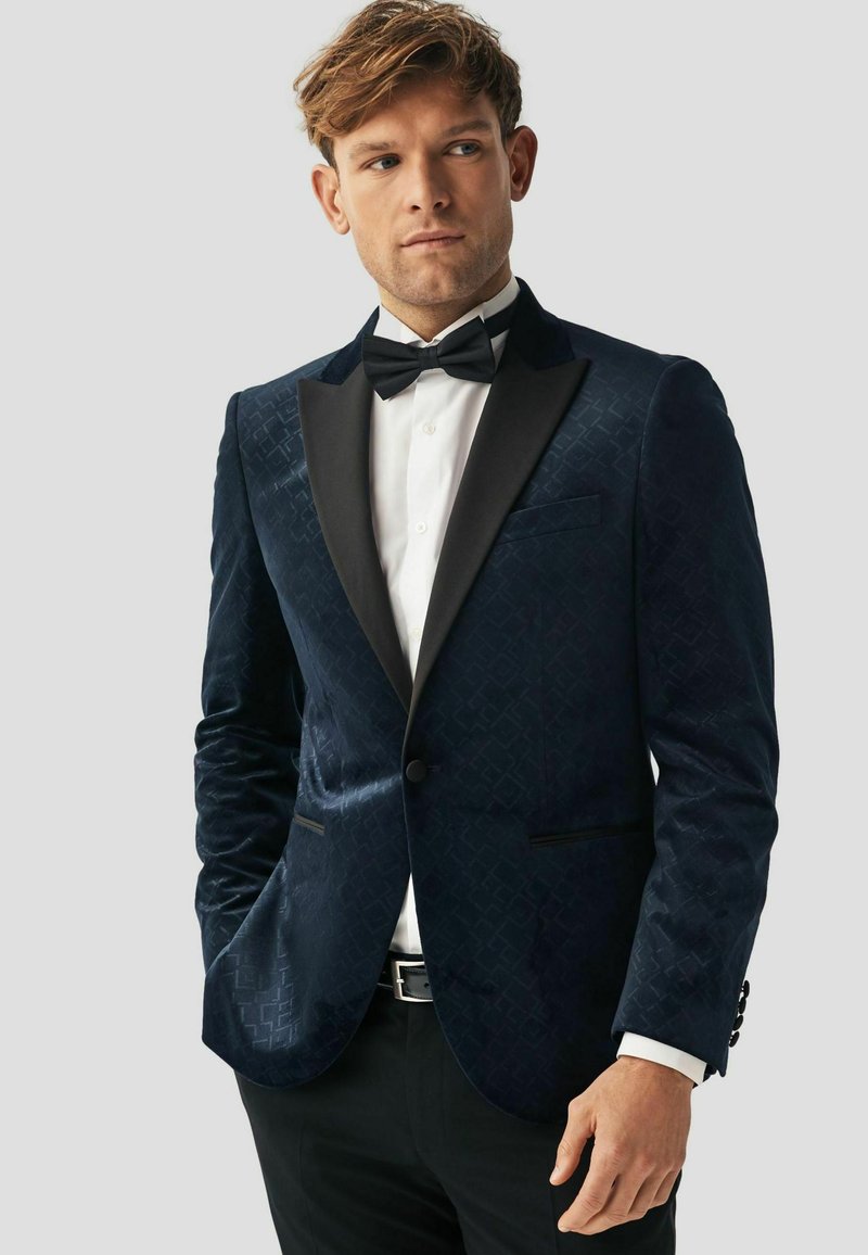 Next SLIM FIT PATTERNED VELVET - Puvuntakki - navy