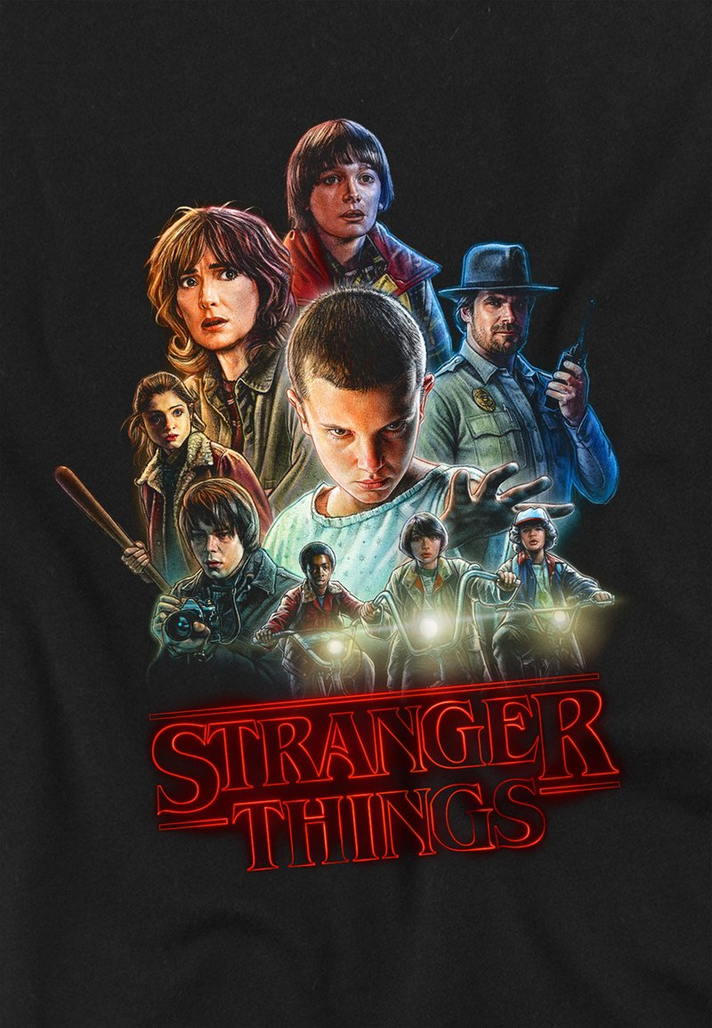 NETFLIX STRANGER THINGS SEASON ONE POSTER Print T-shirt black