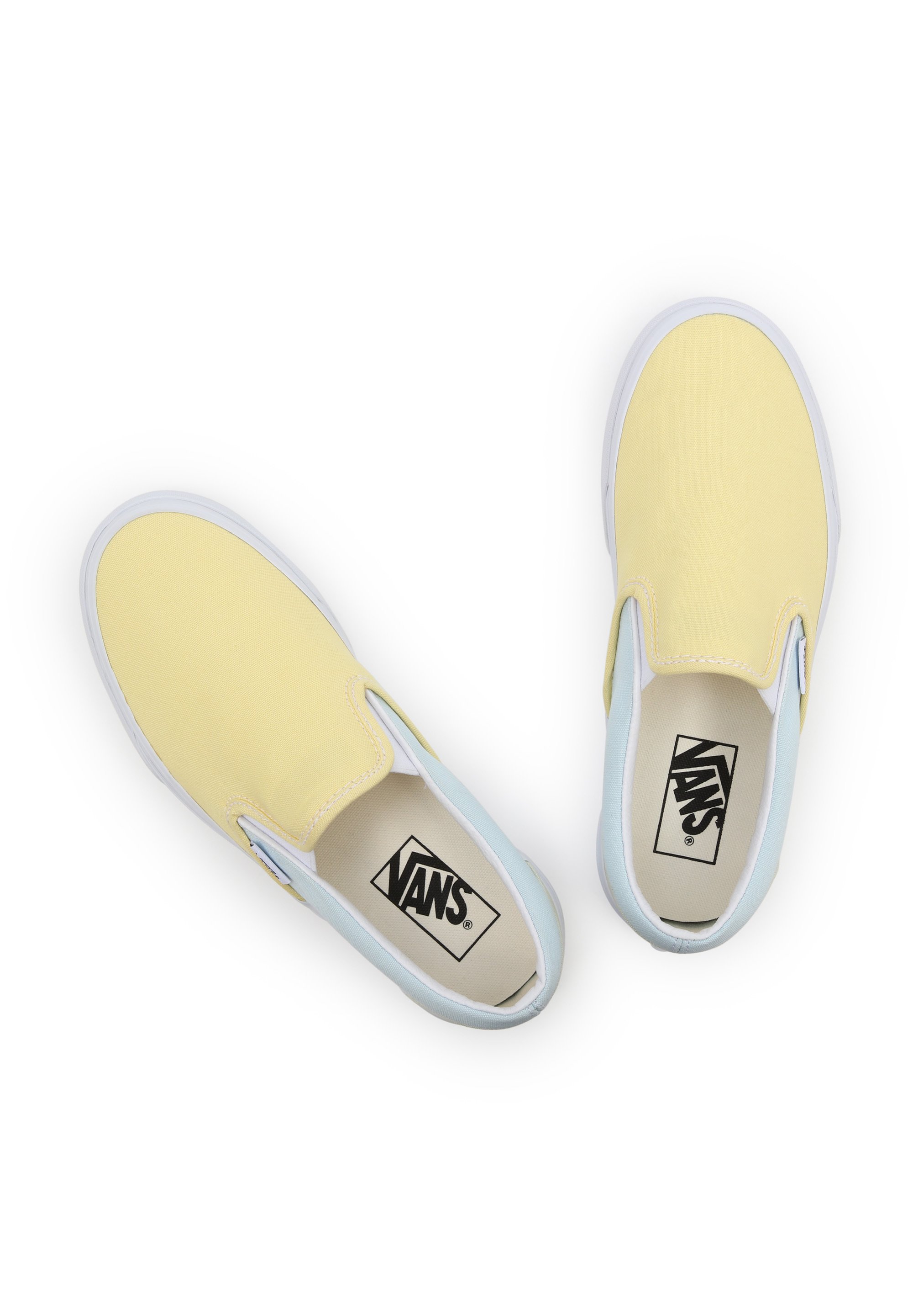 pastel yellow slip on vans