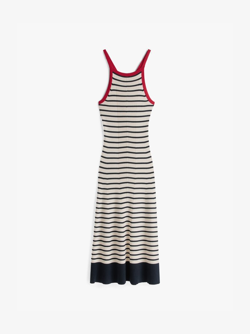 tommy hilfiger striped knit dress Crochet Stripe Halter Midi Sweater Dress
