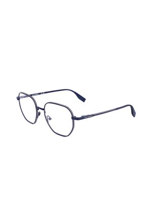 Occhiali sottili in metallo nero con lenti quadrate arrotondate e naselli regolabili, marchiati Karl Lagerfeld sulle aste.