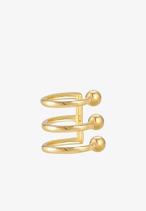 Bague ouverte triple bande en or avec extrémités arrondies, finition polie et design moderne minimaliste.