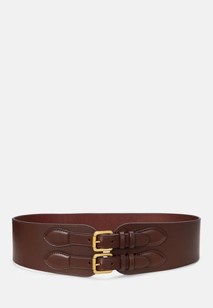 Lauren Ralph Lauren VACHETTA LEATHER DOUBLE BUCKLE WIDE BELT - Midjebelte - dark mahogany