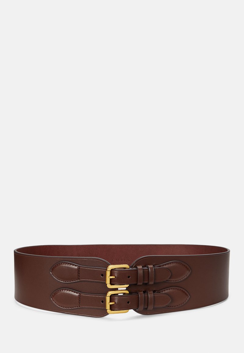Lauren Ralph Lauren VACHETTA LEATHER DOUBLE BUCKLE WIDE BELT - Juosmens diržas - dark mahogany