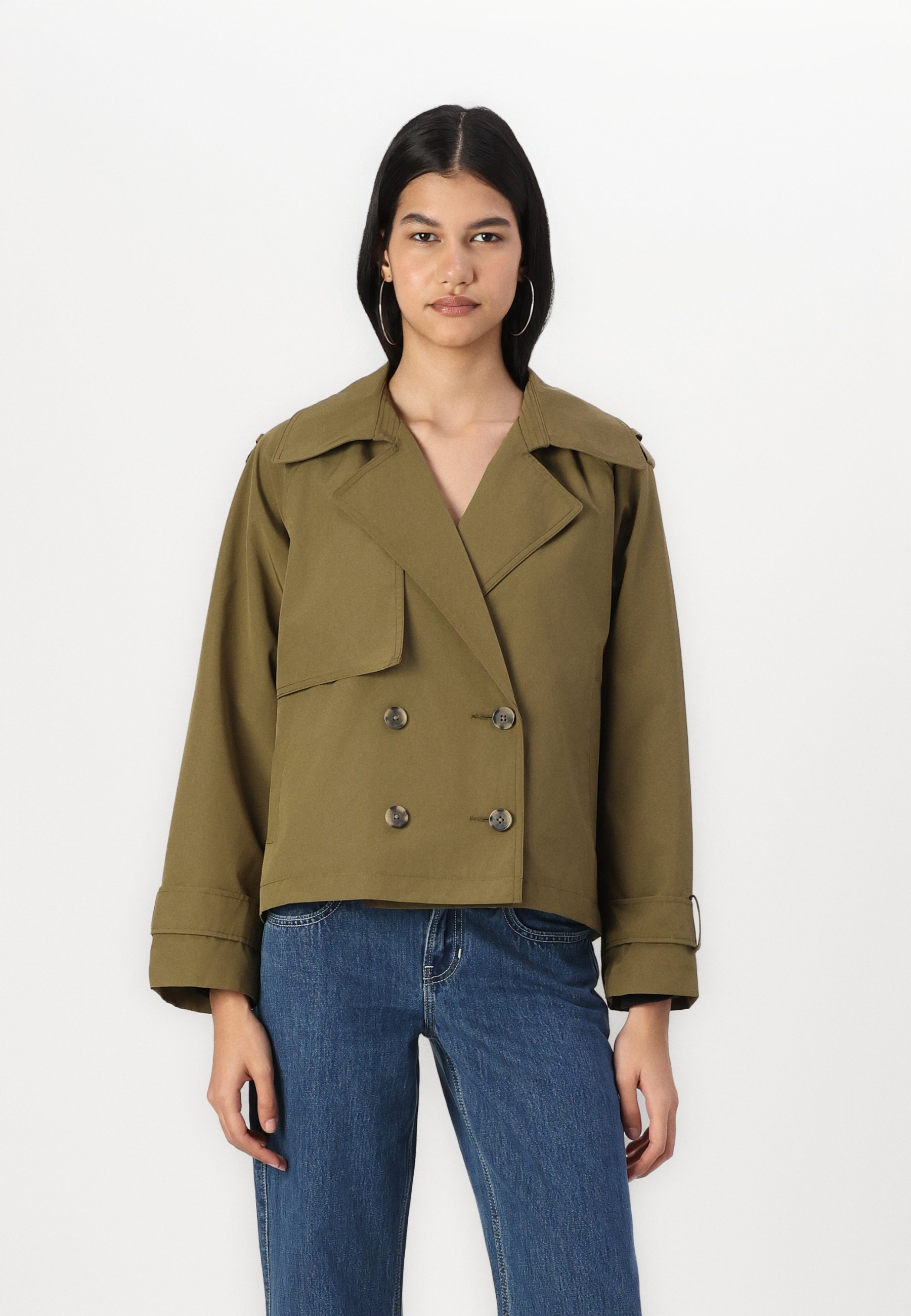 Abercrombie Fitch Relaxed Short Trench Coat Veste légère