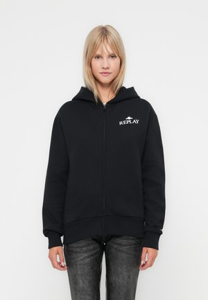 HOODIE LOGO - Cipzáras pulóver - black